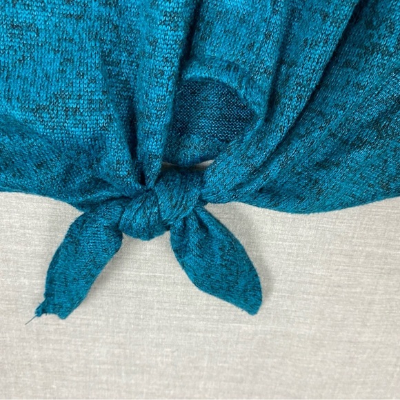 Lily Morgan Tie Front Long Sleeve Top V Neck Teal Colour - Picture 4 of 8